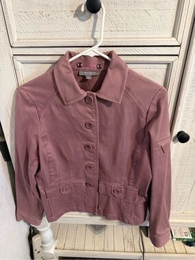 Ann Taylor Dusty Rose Button-Front Utility Jacket